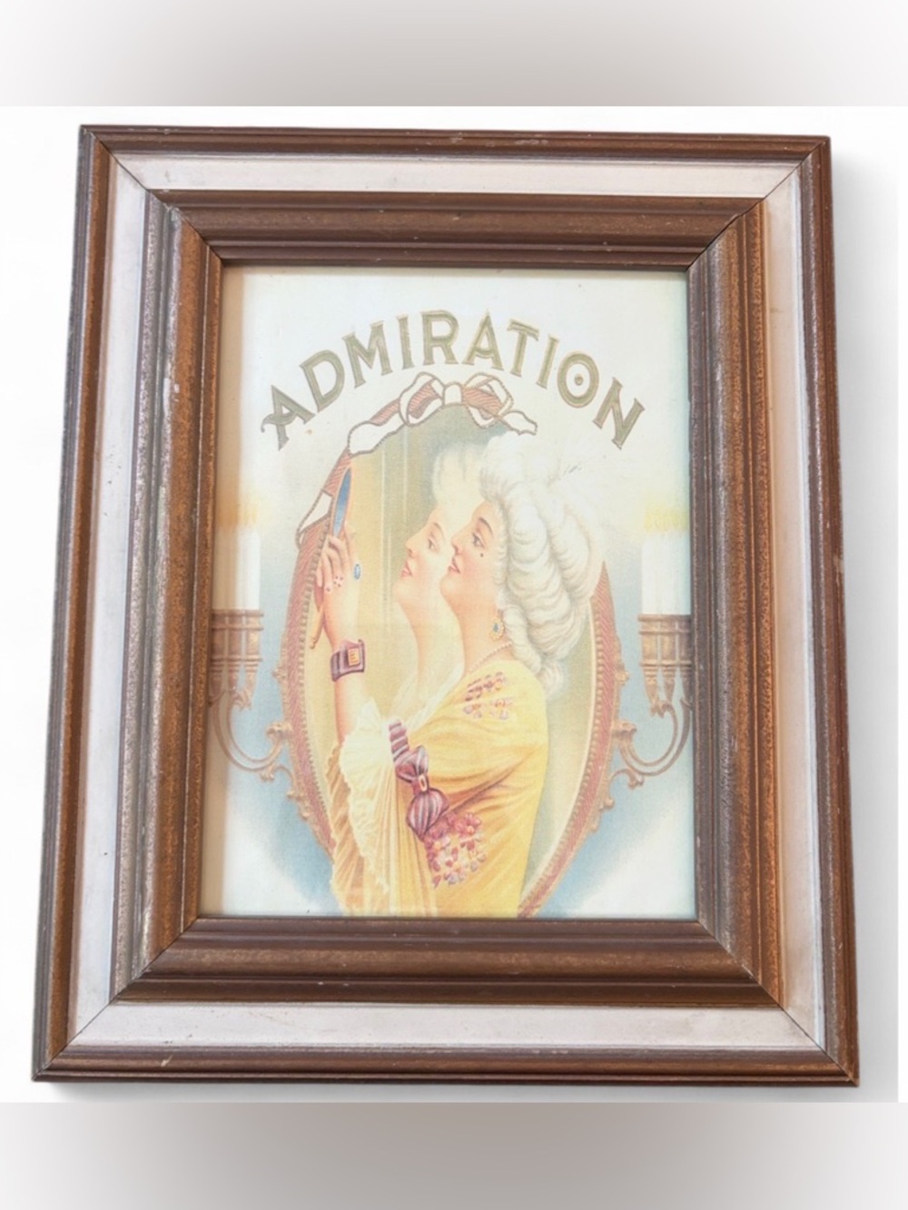 Vintage Admiration Victorian Art Nouveau Style Woman Framed Art Print Artwork